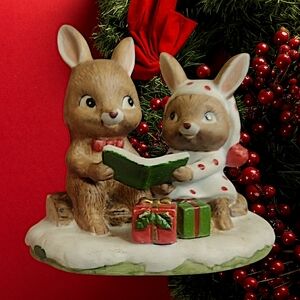 Enesco Vintage Bunny Christmas Figurine *See Notes*